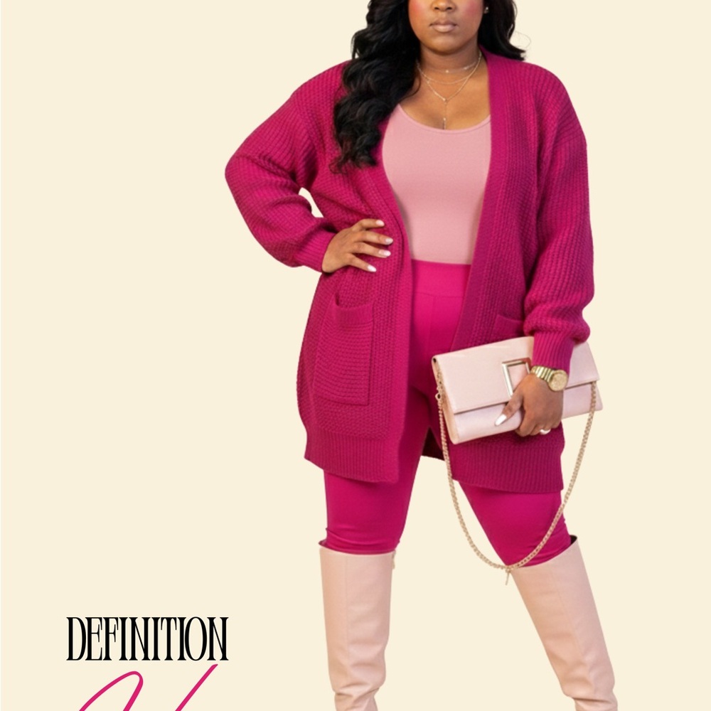 Pink Knit Cardigan and Leggings Set
